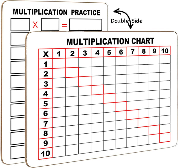 Dry Erase Multiplication Chart White Board, 9" x 12" Double Side Table Math Manipulatives for Kids, Students, Home