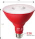 EDISHINE Dimmable Red LED Light Bulb, 2 Pack, PAR38 Red Flood Light, 18W (120W Equivalent) for Halloween Decoration