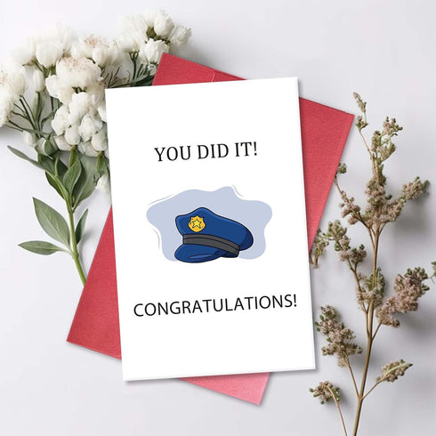 Qiavor Police Academy Graduation Card, You Did It Police Card, Police Promotion Card, Police Officer Congratulation