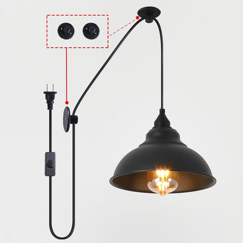 KOLAKODLUX Ma625 Plug in Pendant Light Fixtures Hanging Lamp Shades Hanging Light with Plug in Cord Black Light Corner
