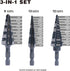 1/2", 3/4" & 7/8" Quick Change Step Drill Bit Set, M2 High Speed Steel for Hole Drilling in Stainless Steel, Wood