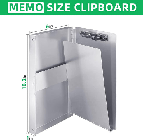Small Aluminum Clipboard with Storage(Memo Size), Recycled Metal Snapak Form Holder Binder with Insided SerratedClip Posse Box, Perfect for Truck Driver, Fits Paper Size up to 5.5 x 9.5 inch by Sunnyclip