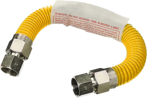 GUHD-ZD38-24C Gas Line Hose 1/2'' O.D. x 24'' Length - Yellow Coated Stainless Steel Flexible Connector