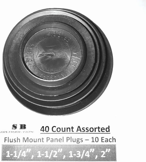 Caplugs BPF Series Button Plugs - Assorted 40 Pack, 10 Each of 1-1/4", 1-1/2", 1-3/4", 2", Black