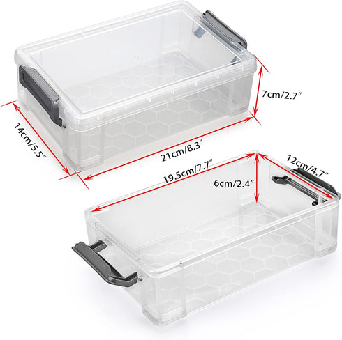 BTSKY 4 Pack Extra Large Capacity Plastic Pencil Box, Stackable Translucent Clear Storage Organizer for Office Supplies