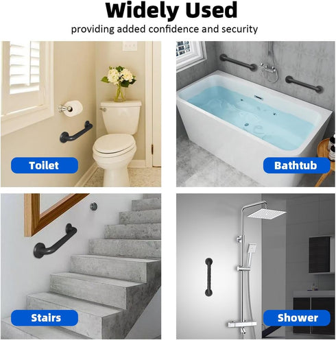 Metal Industrial Stairs Grab Wall Handrail, Safety Grab Bar for Indoor Outdoor Deck (Matte Black)