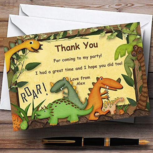 The Card Zoo Dinosaur Jungle Personalized Birthday Party Thank You Cards