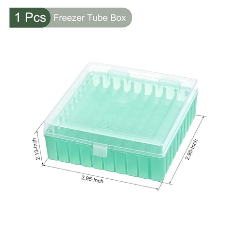 YOKIVE 1 Pcs Freezer Tube Rack, Box for 1.5/1.8/2mL Micro Tubes with 100 Holes with Lockable Lid | Keep Place Tidy, Great for Office, Lab (Green, 140x140x52mm)