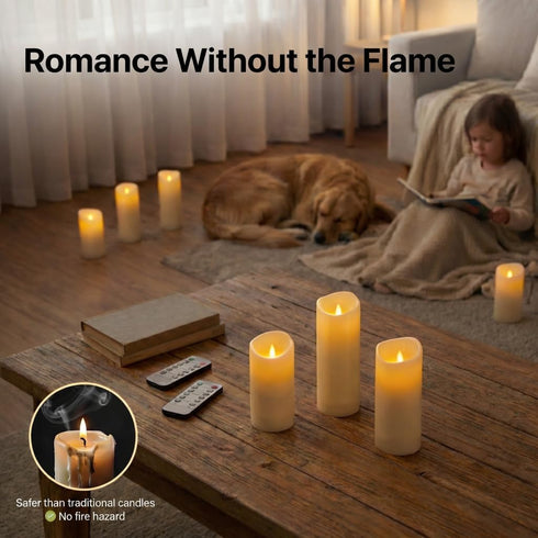 Pack 12 (D2.15'' H4''5''6'') 10-Key 24 Enido Flameless Candles Led Candles of Battery Candles x Waterproof Outdoor