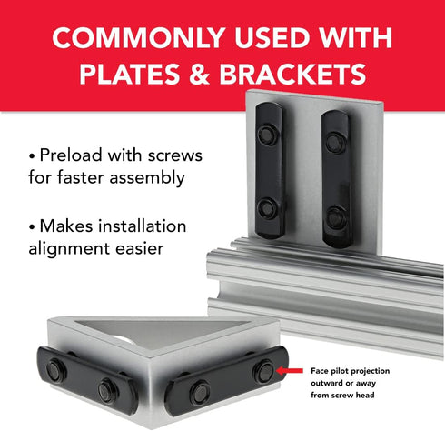 8020 3280 10 Series 1/4-20 Double Threaded Slide in Economy T-Nut Steel T-Slot Accessories (25 Pack)
