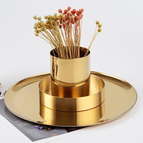 MEI YI TIAN Gold Pen Holder, Glossy Stainless Steel Pencil Cup for Home Office Desk Organizers