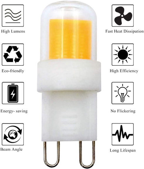 ZHENMING G9 LED Light Bulbs, Dimmable G9 Base, 4W Equivalent 40W Halogen, Warm White 3000K, 300LM, Pack of 4