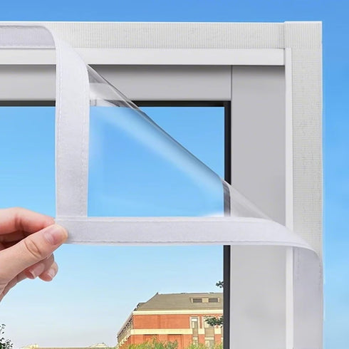 VOLLENC Window Insulation Kit with Magic Tape Windproof Frostproof Curtains 85x80cm White Winter