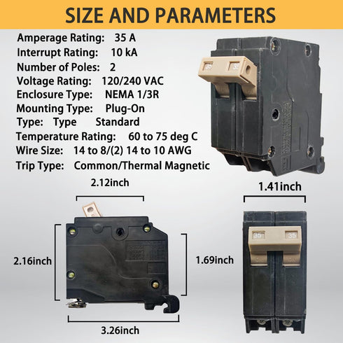 35 Amp 2 Pole Breaker (OEM) for Cutler Hammer Breaker Box, Replacement for Eaton 35 Amp Breaker with Warranty
