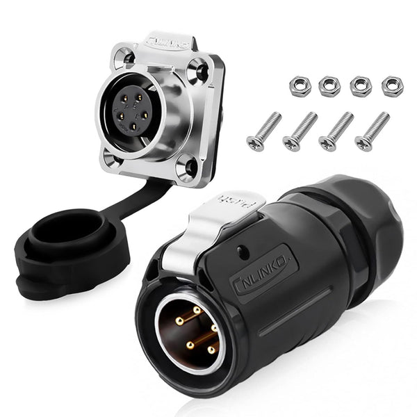 5 Pin Connector Waterproof Connectors, Aviation Wire Connector for Automotive, Power, Marine, Indoor/Outdoor Electrical