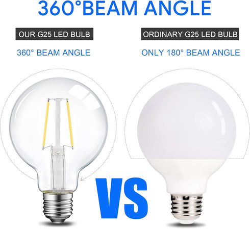 E ENERGETIC LIGHTING Dimmable LED Edison Light Bulb, G25 (G80) Globe Bulb, 60W Equivalent, 6-Pack
