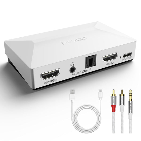MOSWAG HDMI Audio Extractor, 4K60 HDMI to Optical 3.5mm AUX Audio Adapter