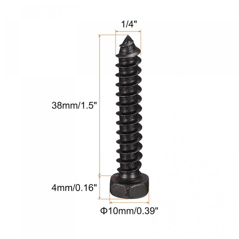 uxcell Hex Lag Screws,1/4" x 1-1/2" Carbon Steel Phillips Head Half Thread Self-Tapping Bolts for Deck Building or Joining Lumber 25pcs