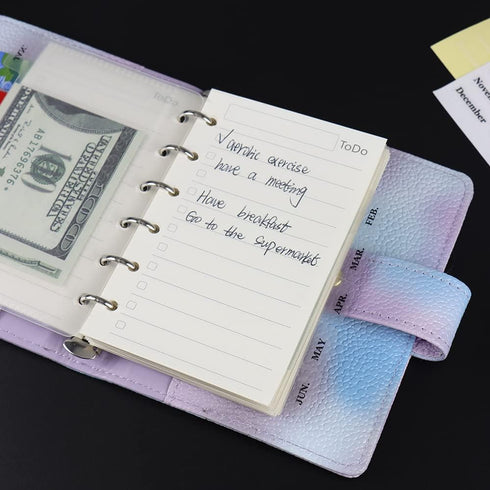 A7 2 Set 6 12 6 6 (A7) Clear PP Cash Envelopes Tabs Binder Pockets Dividers Sheets Budget Zipperless Hole Loose Leaf