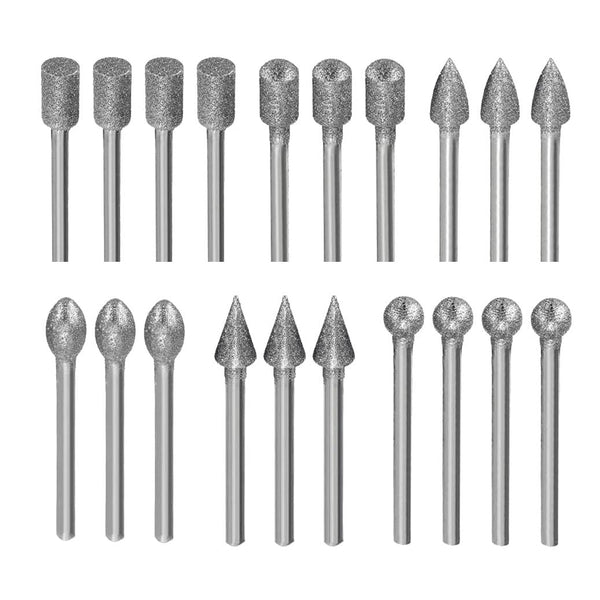 ?????? ???? 20 Pcs Diamond Burr Sets, 1/8 Inch Shank Stone Carving Sets for Dremel Rotary Tools (120#)