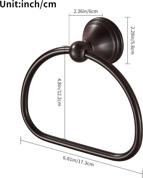 WOLIBEER Bronze Towel Ring, Bathroom Hand Towel Holder, Round Wall Mounted Bath Accessories