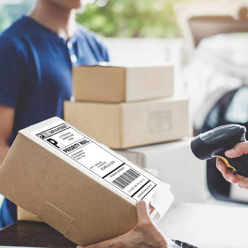 Shipping Labels 8.5" x 5.5", 50 Counts, Adhesive Labels Compatible with Laser & Inkjet Printers, 2 White Labels Per