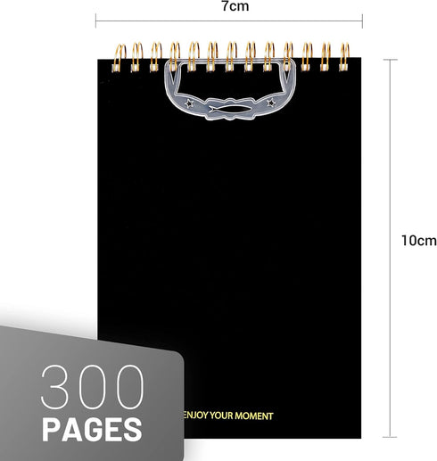 Yoment Top Spiral Notebooks - Large Bullet Lined Journal, 300 Pages, 7" x 10", Waterproof Cover for Work (Black)