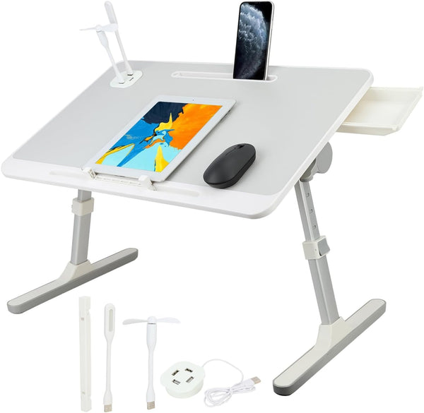 PERZOE Laptop Desk Foldable Bed, Table Folding Breakfast Tray, Adjustable Laptop Bed Table