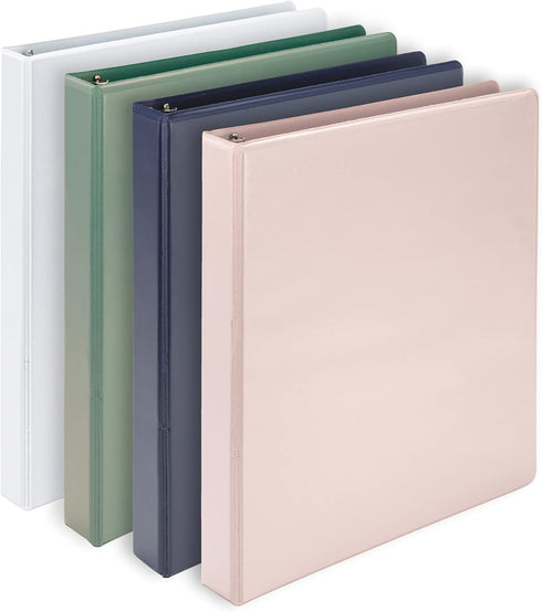 Samsill Earth's Choice 1-Inch Durable D-Ring View Binder 4 Pack, Eco-Friendly Boho Assortment, USDA Certified Biobased