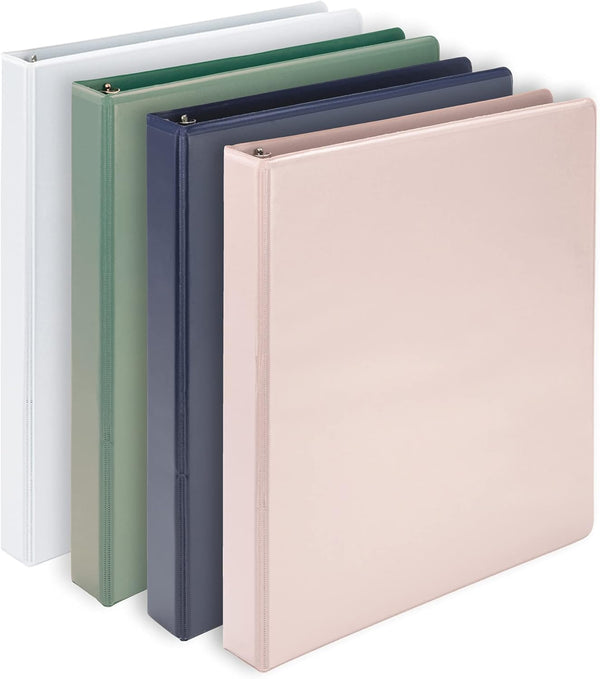 Samsill Earth's Choice 1-Inch Durable D-Ring View Binder 4 Pack, Eco-Friendly Boho Assortment, USDA Certified Biobased