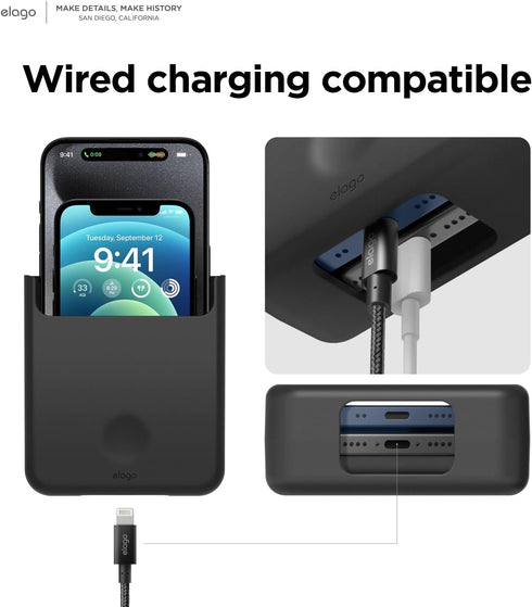 elago Phone Holder Mount, Compatible with All Phone Models, Screw Mounting, Available Wired Charging, Black