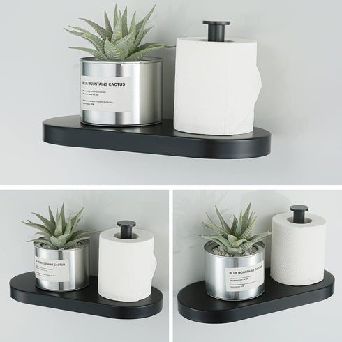 304 Round.93088MB RANDOM Matte Black Toilet Paper Holder with Phone Shelf, SUS Stainless Steel Modern Bathroom