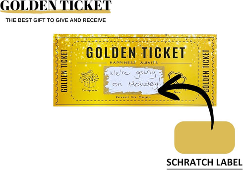 Mikki Joan Set | Golden Ticket Scratch Card | Personalized Gift for Birthdays, Movie Vouchers & Special Messages |