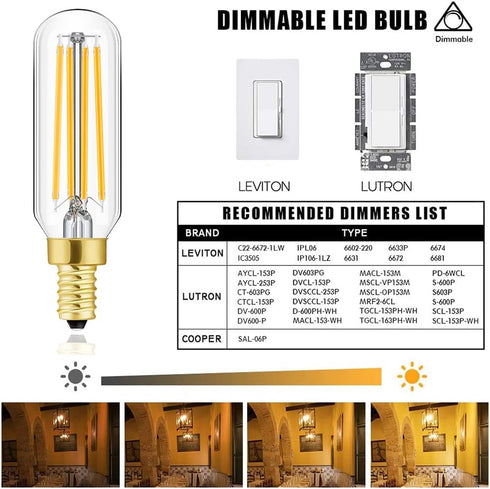Leools E12 LED Bulb, 100 Watt Equivalent Candelabra Dimmable Bulbs, 8W 2700K Warm White, 6-Pack