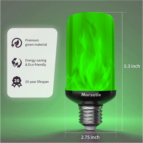 Upgraded Flame LED Flame Light Bulbs, E26 Fire Light Bulb for Halloween Christmas Party, 4-Mode Flickering with