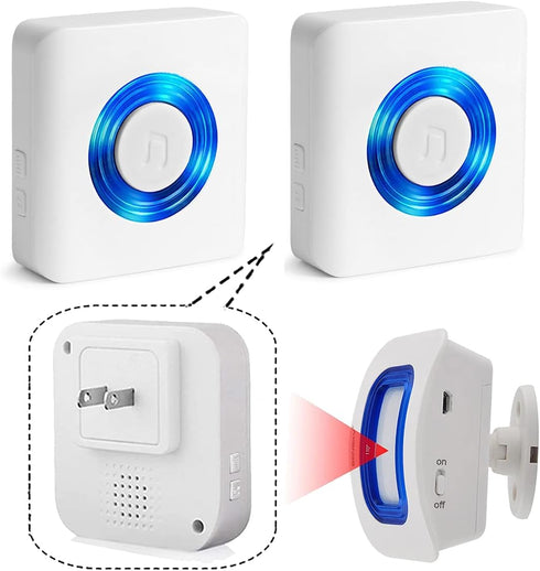 Caregiver Pager Indoor Motion Sensor Alarm for Fall Prevention - 2 Pager + 1 Sensor for Elderly Dementia Patients