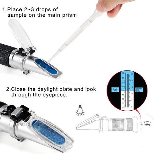 V-Resourcing Wine Refractometer, Hand Held Brix/Alcohol with ATC for Wine Making Homebrew Kit, Dual Scale