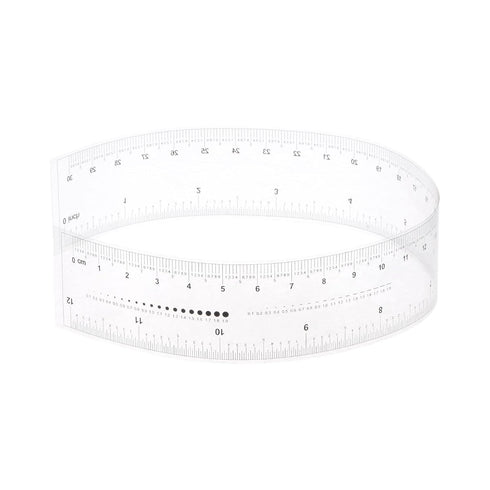 Film Flexible Ruler 12 Inch, Transparent PET Plastic Covered Folding Straight Ruler with 1mm Scale