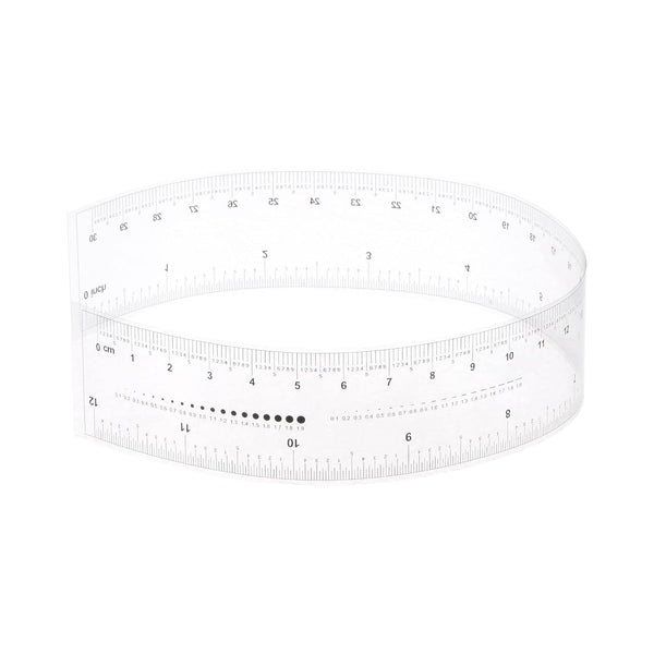Film Flexible Ruler 12 Inch, Transparent PET Plastic Covered Folding Straight Ruler with 1mm Scale