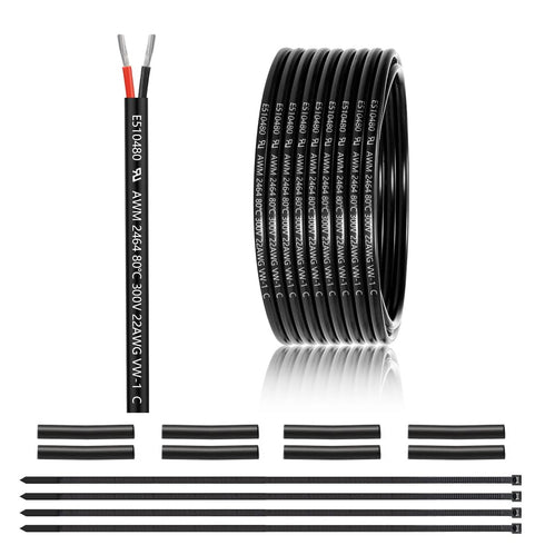 22 Gauge 2 Conductor Electrical Wire 25FT, UL 2464 22 AWG 2