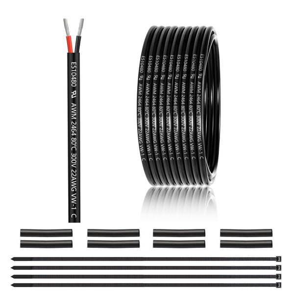22 Gauge 2 Conductor Electrical Wire 25FT, UL 2464 22 AWG 2