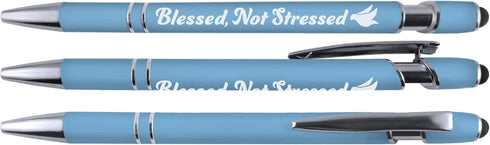 Christian Inspirational Pen Set, Soft Touch Coated Metal and Stylus, 6 Pack 36091