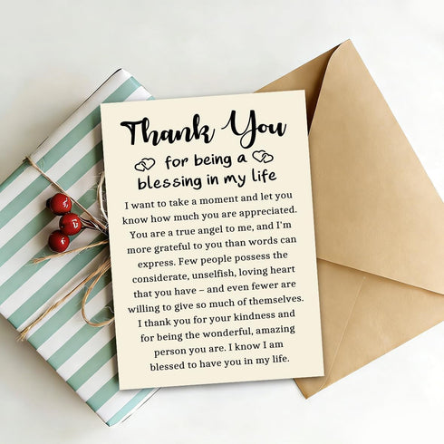 ATTLVV Thank You Card, Appreciation Card, Thank You Gift with Kraft Envelope and Gold Seal Sticker