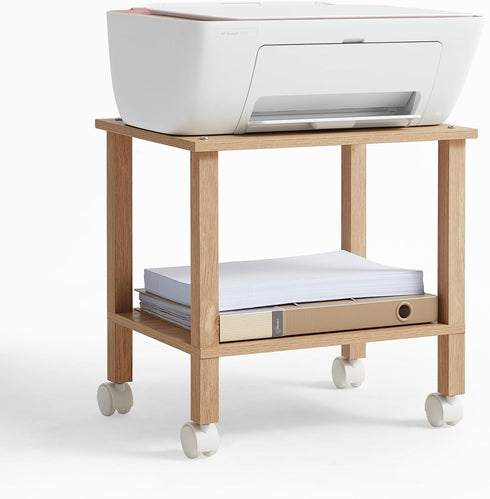 YUFAM 2 Tier Printer Stand with Storage,Under Desk Shelf Printer Table,Small Printer Stand