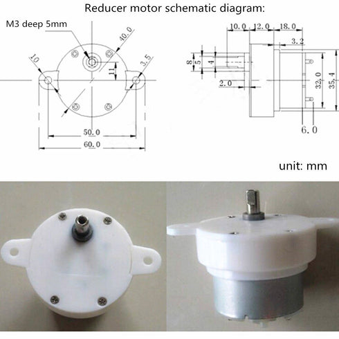 Yosoo DC 12V Geared Motor, 40mm Electric Motor Gear, High Torque Slow Speed, Small Gear Box