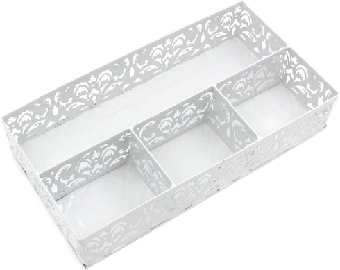 EasyPAG Desk Drawer Organizer with 3 Small Bins and 1 Long Bin, White