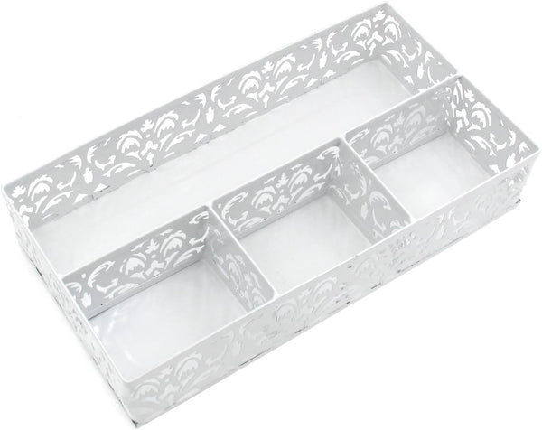 EasyPAG Desk Drawer Organizer with 3 Small Bins and 1 Long Bin, White