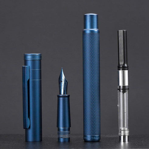 Hongdian Dark Blue Forest Fountain Pen - Fine Nib 0.5mm with Beautiful Tree Texture