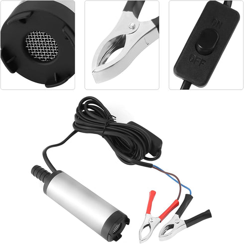 12V 3.8cm 12L/min Stainless Steel Submersible Pump for Diesel Water Kerosene Refueling Tool 8500r/m