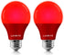 LUXRITE A19 LED Red Light Bulbs, 60W Equivalent, Non-Dimmable, E26 Standard Base, Indoor Outdoor, 2 Pack